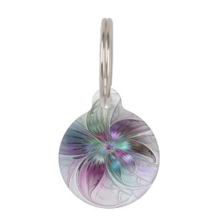 Médaillon Pour Animaux Fleur Abstraite colorée Art moderne floral fractal