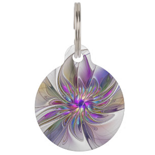 Médaillon Pour Animaux Fleur d'art Abstrait, énergique et coloré