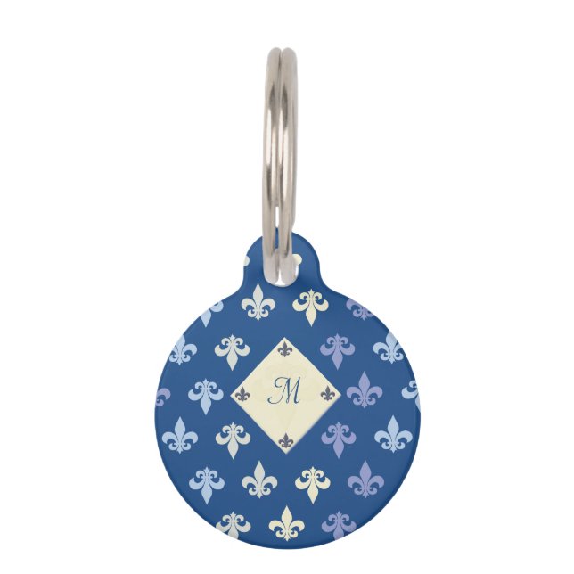 Médaillon Pour Animaux Fleur de Lis - monogramme (Devant)