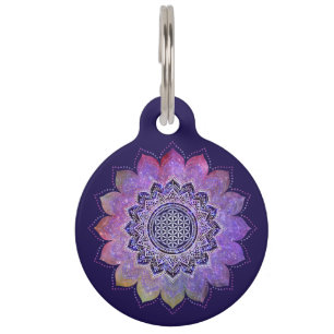 Médaillon Pour Animaux Fleur de Vie - Galaxie de Style Vintage Espace 1