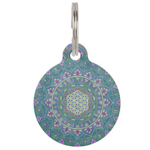 Médaillon Pour Animaux Fleur de Vie - Mandala Style Indien 1