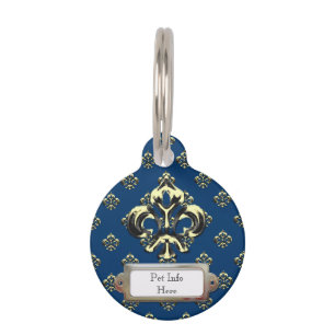 Médaillon Pour Animaux Fleur métallique de lis (or)