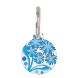 Médaillon Pour Animaux Fleurs bleues d'origine