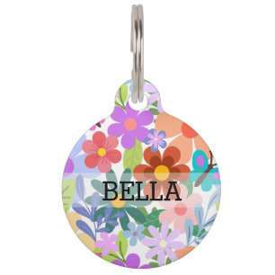 Médaillon Pour Animaux Fleurs colorées
