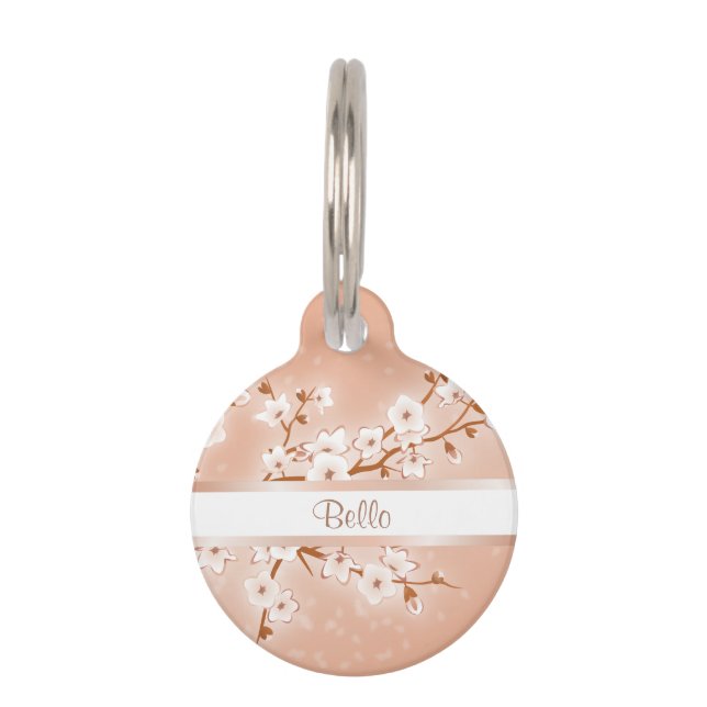 Médaillon Pour Animaux Fleurs de cerisiers Roses (Devant)