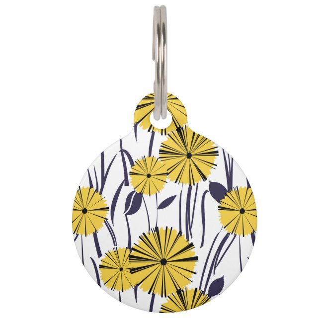 Médaillon Pour Animaux Fleurs jaunes (Devant)