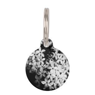 Médaillon Pour Animaux Fleurs noires et blanches