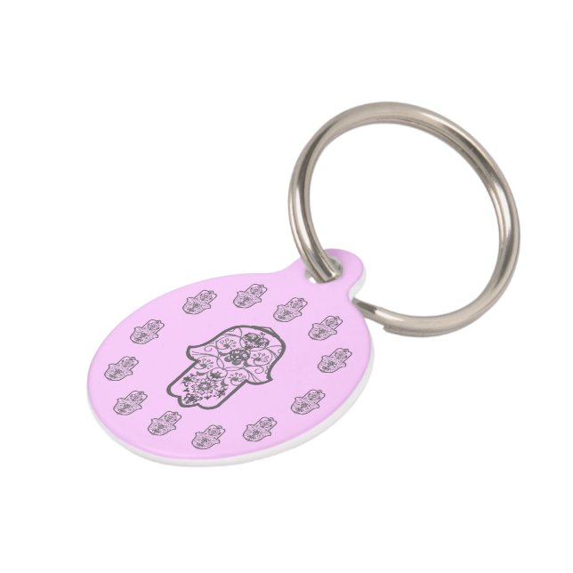 Médaillon Pour Animaux Floral Hamsa (Original) (Côté )