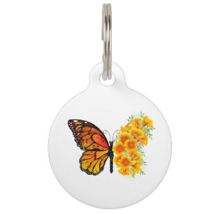 Médaillon Pour Animaux Flower Butterfly with Yellow California Poppy