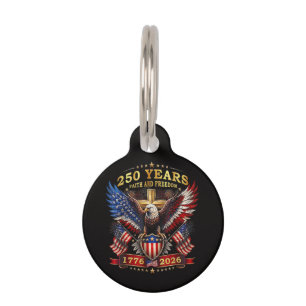 Médaillon Pour Animaux Foi Liberté 250 Ans 1776 2026 Aigle Patriotique