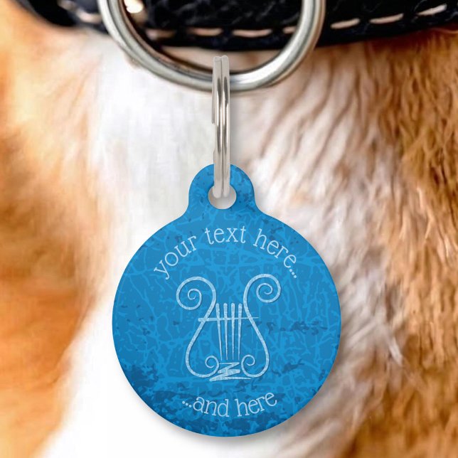 Médaillon Pour Animaux Fond de Lyre Bleue (Créateur téléchargé)