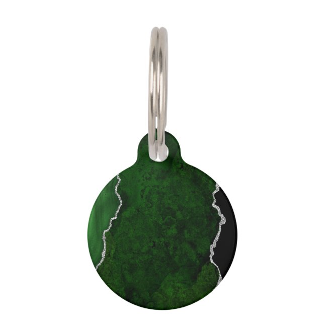 Médaillon Pour Animaux Forêt glamour Marbre vert Chic Parties scintillant (Devant)