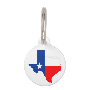 Médaillon Pour Animaux forme d'étiquette de drapeau de carte du Texas