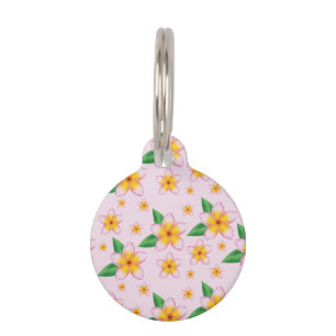 Médaillon Pour Animaux Frangipani rose tropical Fleurs & Infos sur mesure