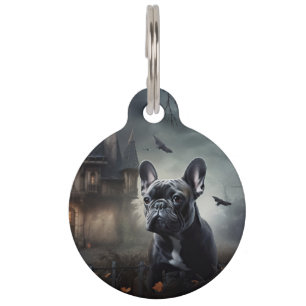 Médaillon Pour Animaux French Bulldog Halloween Épouvantable