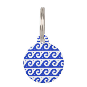 Médaillon Pour Animaux Fret grec, Motif d'onde méditerranéen, Bleu