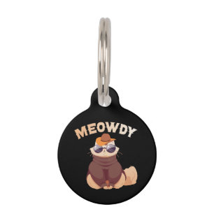 Médaillon Pour Animaux Funny Meowdy Texas Pet Cat Amoureux des animaux ca