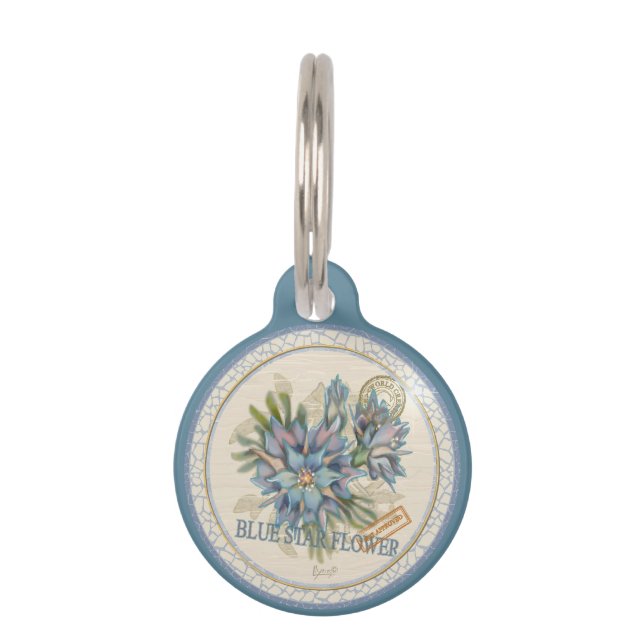 Médaillon Pour Animaux G Bureau de création Fleur bleue (Devant)