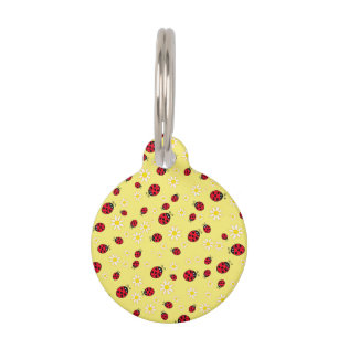 Médaillon Pour Animaux gaieté mignonne coccinelle et fleur de marguerite 