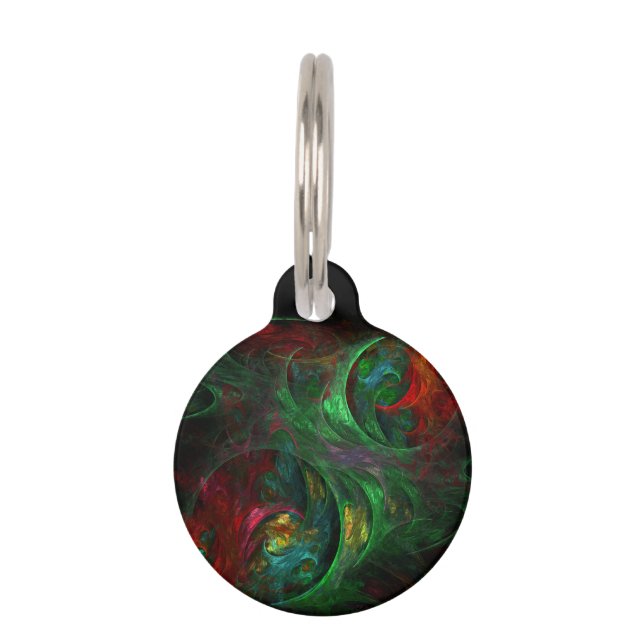 Médaillon Pour Animaux Genesis Green Abstrait Art Round (Devant)