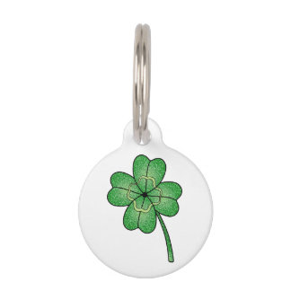 Médaillon Pour Animaux Glitter Four Leaf Clover