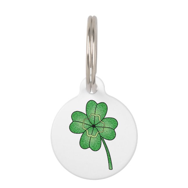 Médaillon Pour Animaux Glitter Four Leaf Clover (Devant)