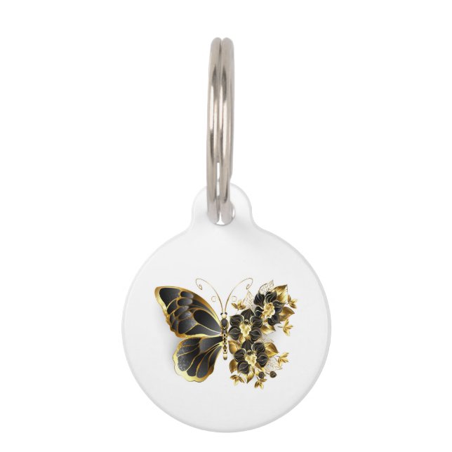 Médaillon Pour Animaux Gold flower Butterfly with Black Orchid (Devant)