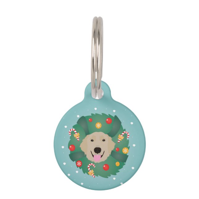 Médaillon Pour Animaux Golden Retriever Dog Christmas Wreath (Devant)