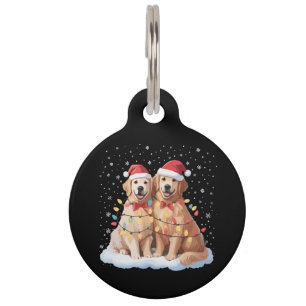 Médaillon Pour Animaux Golden Retriever Noël Chapeau de Père Noël Renne 