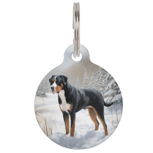 Médaillon Pour Animaux Grand Bouvier Suisse Noël sous la neige