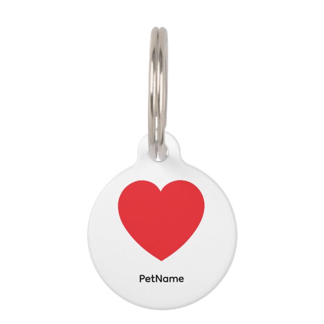 Médaillon Pour Animaux Graphisme Cœur Rouge Blanc Moderne Simple (Devant)
