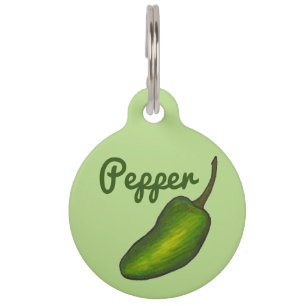 Médaillon Pour Animaux Green Jalapeño Hot Pepper Personnalisé Mon nom est