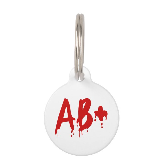 Médaillon Pour Animaux Groupe sanguin AB+ Positif #Hôpital d'horreur (Devant)