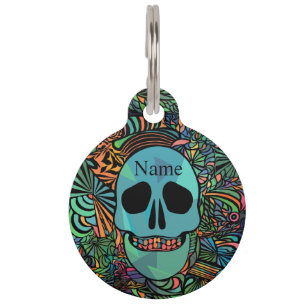 Médaillon Pour Animaux Halloween Hippie Skull Thunder_cove
