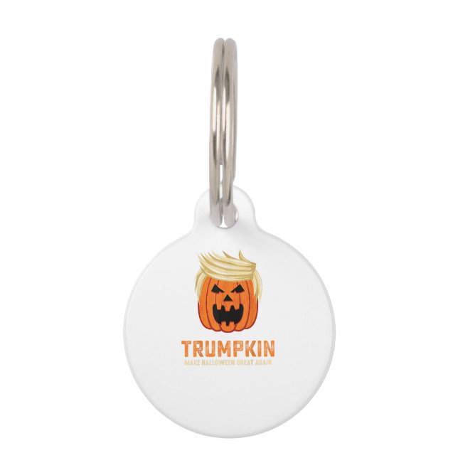 Médaillon Pour Animaux Halloween Trumpkin Funny - Éffrayant Slogan parodi (Devant)