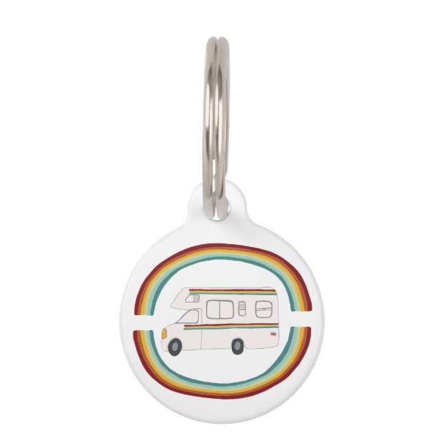 Médaillon Pour Animaux Happy Campers Rainbows Motorhome RVing Whimsical (Devant)