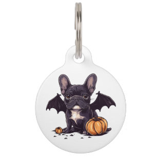 Médaillon Pour Animaux Happy Halloween Français Bulldog Bat Wings Citroui
