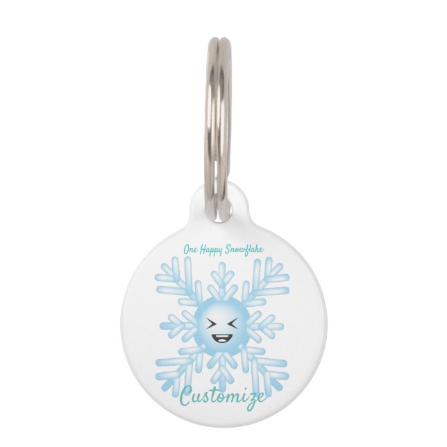 Médaillon Pour Animaux Happy Snowflake Emoticon Thunder_Cove (Dos)