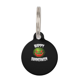 Médaillon Pour Animaux Happy Summerween Retro Watermelon Jack-o'-lantern