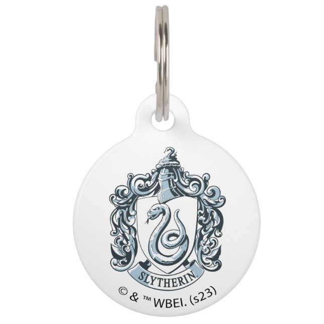 Médaillon Pour Animaux Harry Potter | Slytherin Crest - Bleu glacé (Devant)