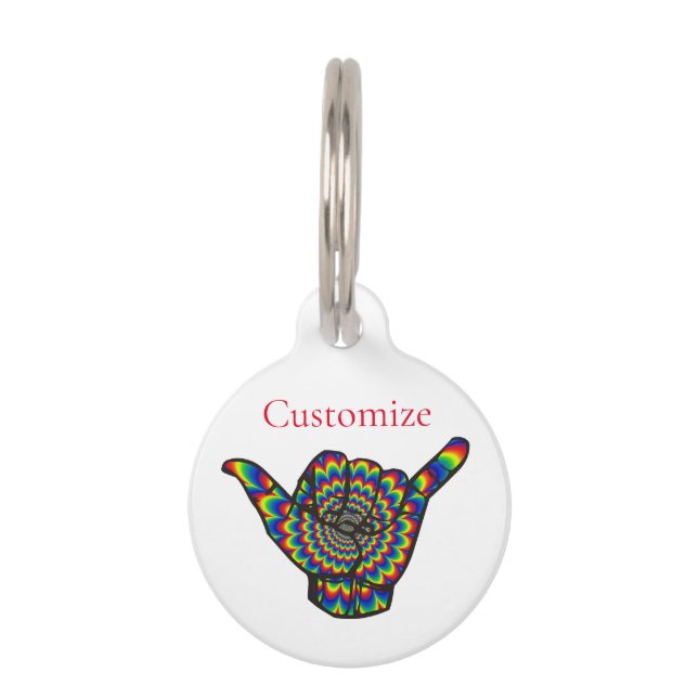 Médaillon Pour Animaux Hawaiian Shaka Psychedelic Thunder_Cove (Devant)