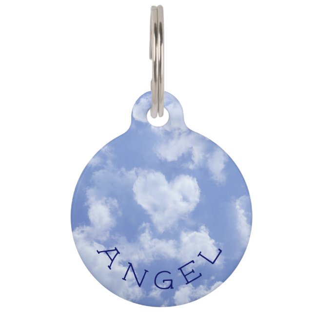 Médaillon Pour Animaux Heart Cloud Ciel mignon Amusant Moderne Bleu Nom P (Devant)