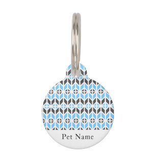 Médaillon Pour Animaux Herringobone gris moderne Nom géométrique