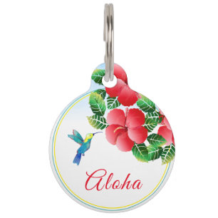 Médaillon Pour Animaux Hibiscus Hawaiian Tropical