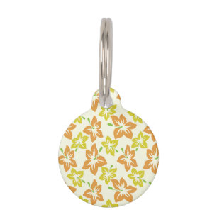 Médaillon Pour Animaux Hibiscus jaune, Hibiscus orange, Motif floral