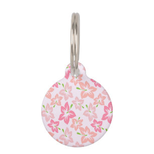 Médaillon Pour Animaux Hibiscus rose, Fleurs roses, Motif de fleurs