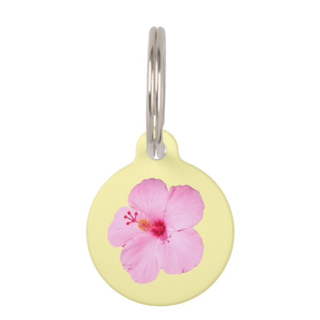 Médaillon Pour Animaux Hibiscus rose tropical (Devant)