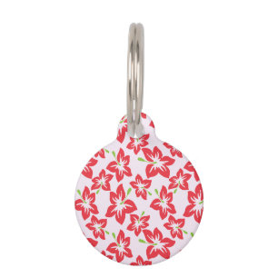 Médaillon Pour Animaux Hibiscus rouge, fleurs rouges, motif de fleurs