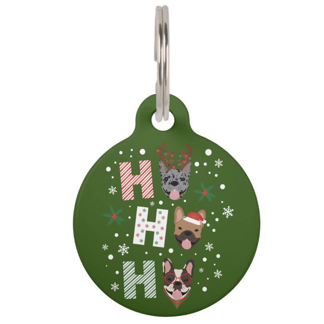 Médaillon Pour Animaux Ho Ho Ho French Bulldog Joyeux Noël (Devant)