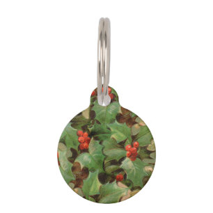 Médaillon Pour Animaux Holly Tree Noël Vintage